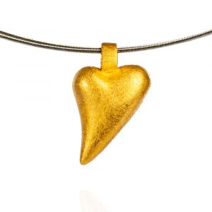 Das kleine KRA | Herz Anhänger geschwungen feingoldplatiert