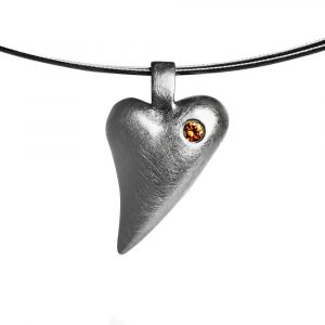 Das kleine KRA | Herz Anhänger geschwungen mit Brillant Silber