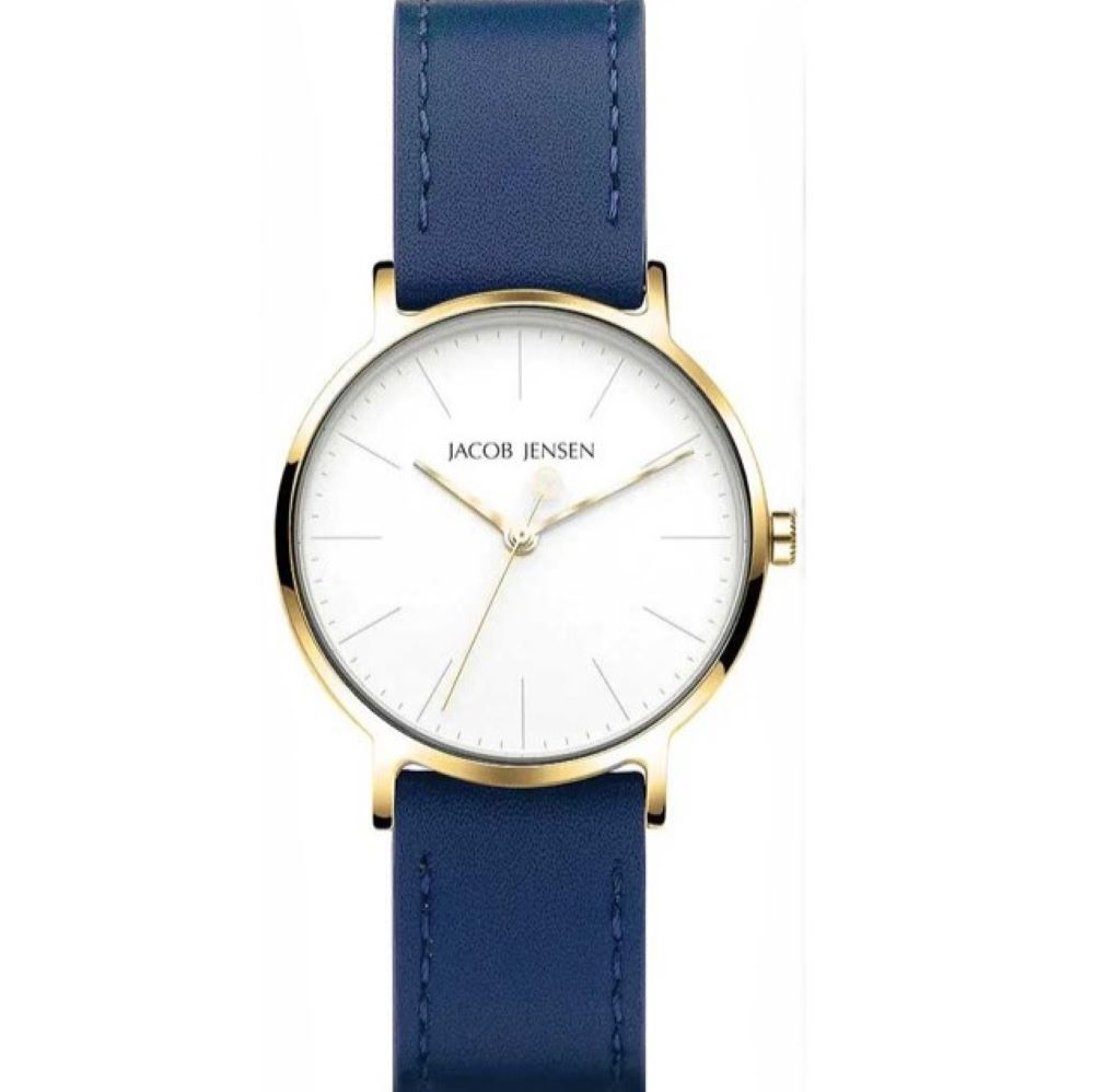 Jacob Jensen Titan Damenuhr 176, goldplattiert mit veganem Band