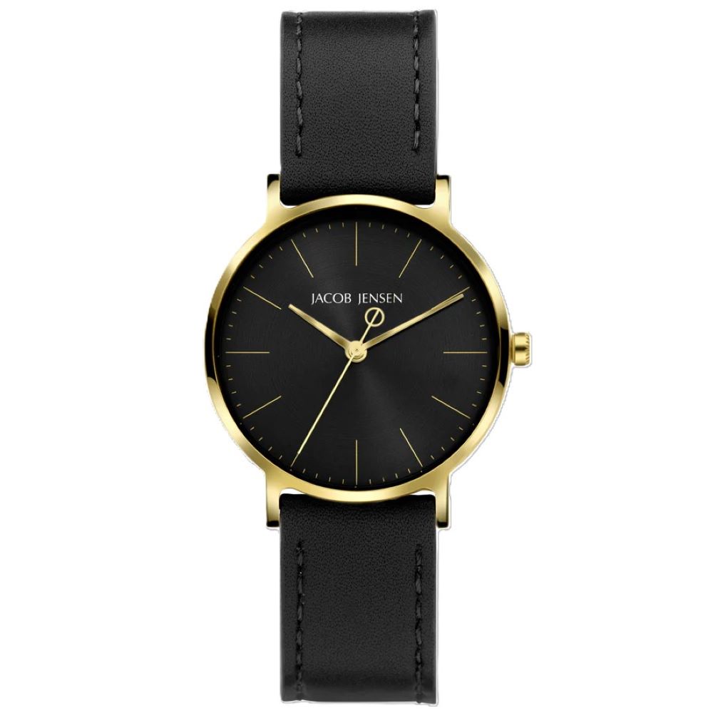 Jacob Jensen Titan Damenuhr 175, goldplattiert mit veganem Band