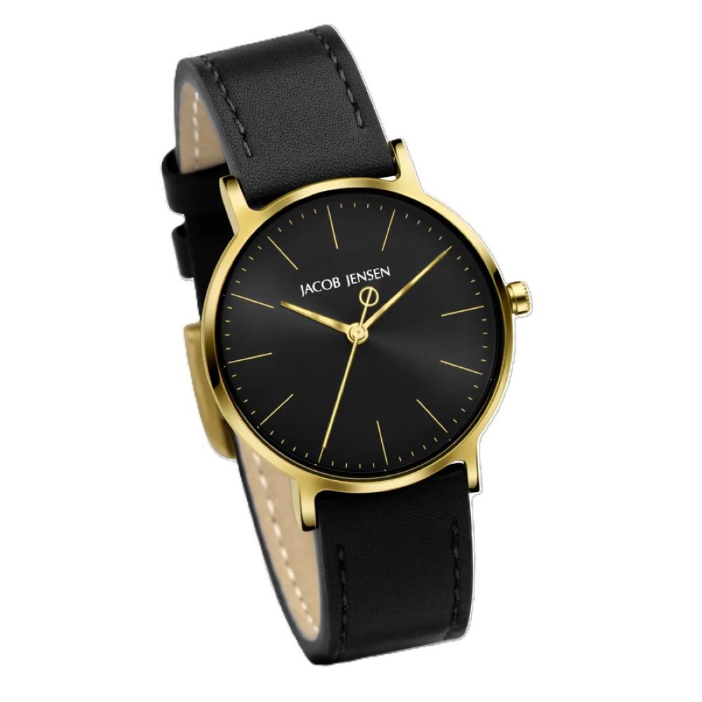 Jacob Jensen Titan Damenuhr 175, goldplattiert mit veganem Band – Bild 2