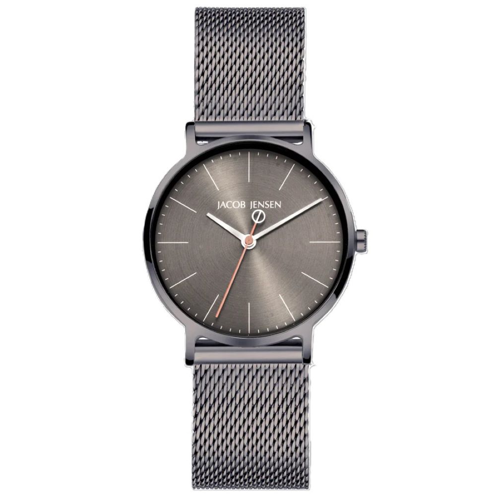 Jacob Jensen Damenuhr Titan 179, blaues Zifferblatt, Edelstahlband