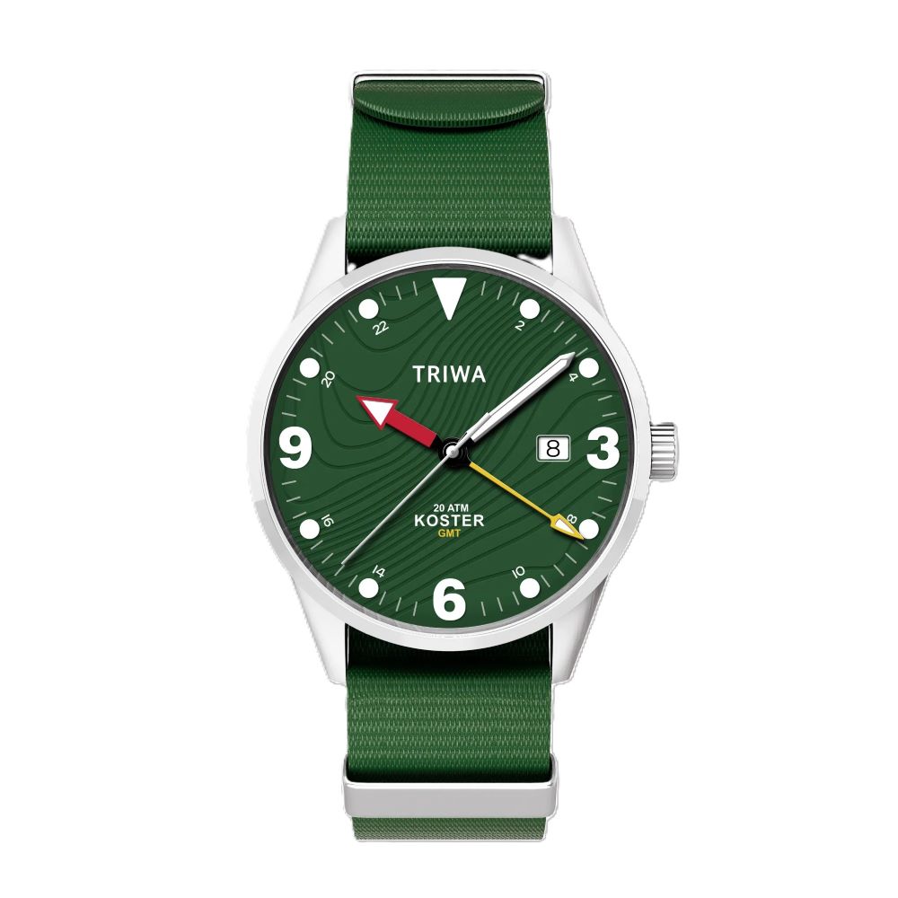 TRIWA Armbanduhr KOSTER "Ocean Plastic", grünes Zifferblatt mit Textilband