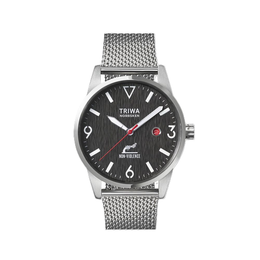 TRIWA Armbanduhr NORRSKEN "Non violence", schwarzes Zifferblatt mit Edelstahlband