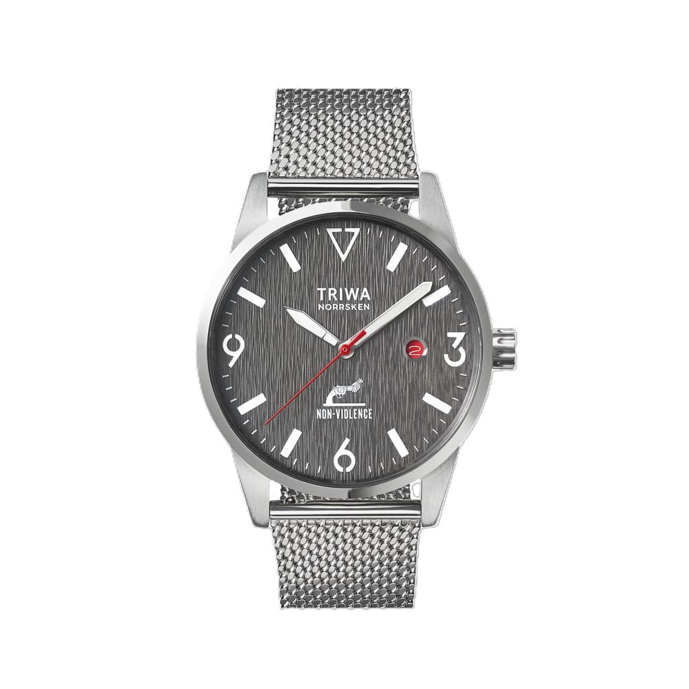 TRIWA Armbanduhr NORRSKEN "Non violence", graues Zifferblatt mit Edelstahlband
