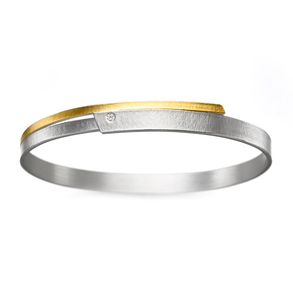 Armreif Silber mit Gold und Brillant (AR83brw)