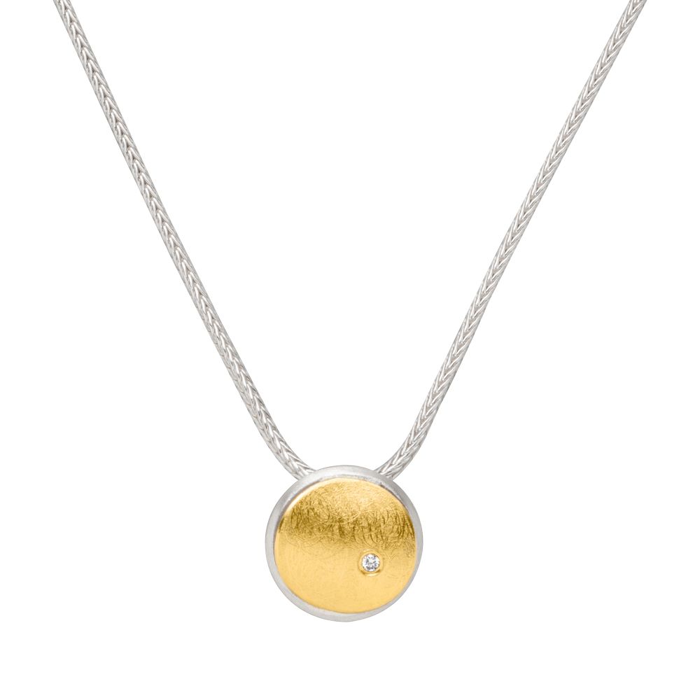 Collier Silber mit Gold und Brillant (K1066brw)