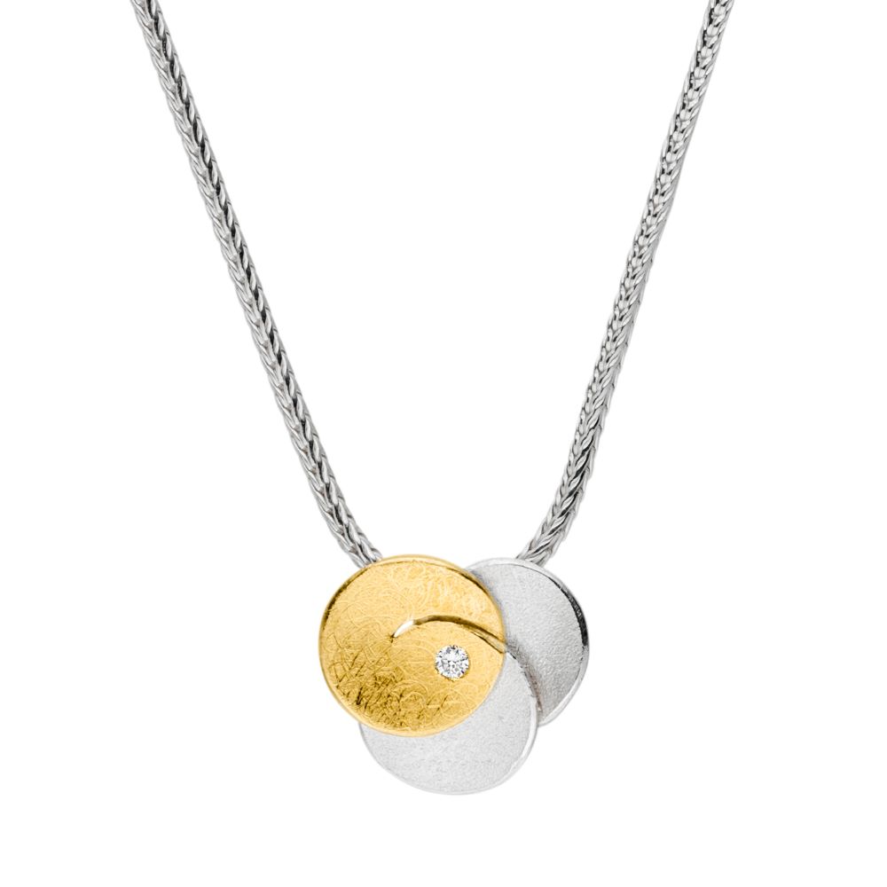 Collier Silber mit Gold und Brillant (K1068brw)