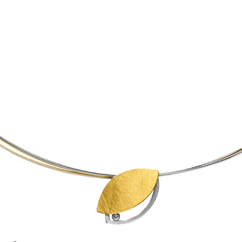 Collier Silber mit Gold und Brillant (K1208brw)