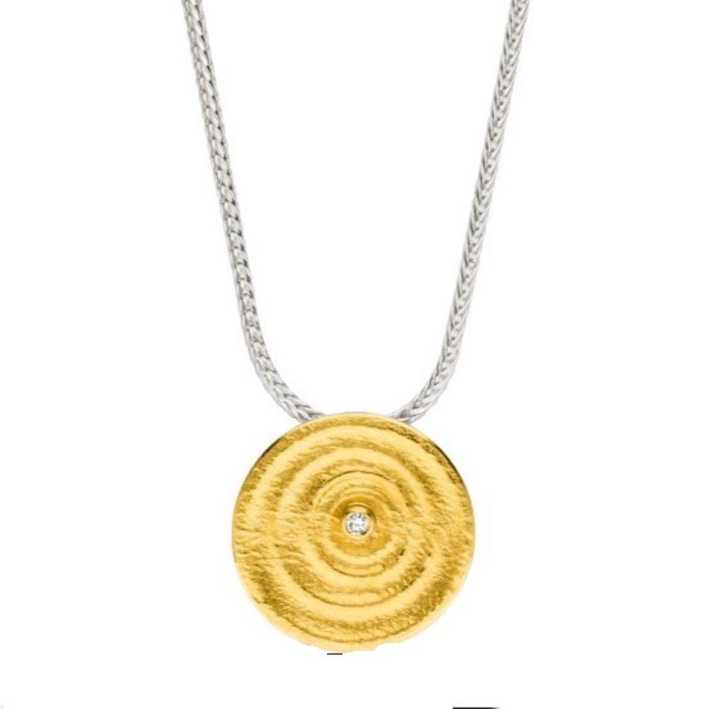 Collier Silber mit Gold und Brillant (K1225brw)