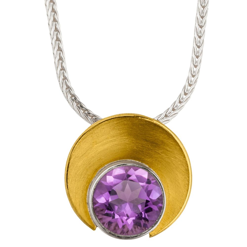 Collier Silber und Gold mit Edelstein  Amethyst  (K1301Amw)