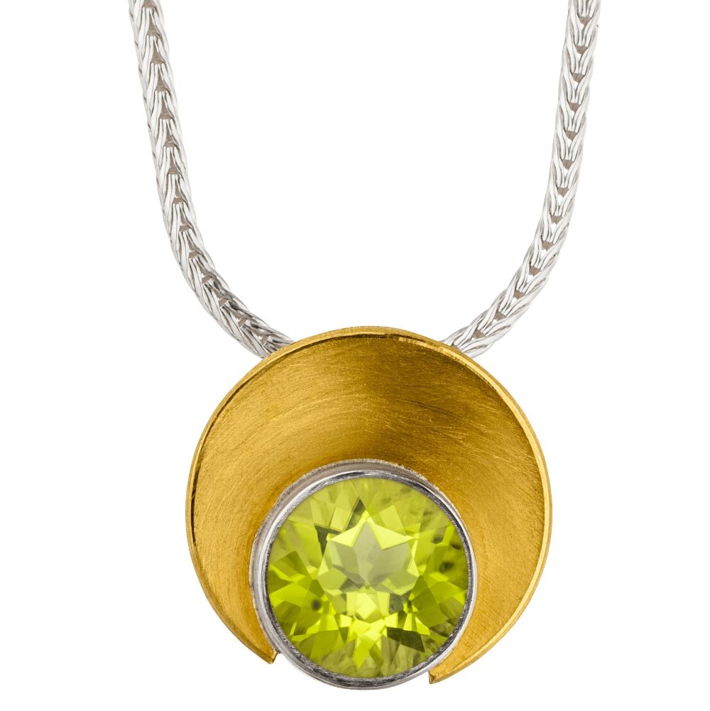 Collier Silber und Gold mit Edelstein Peridot  (K1301Prw)