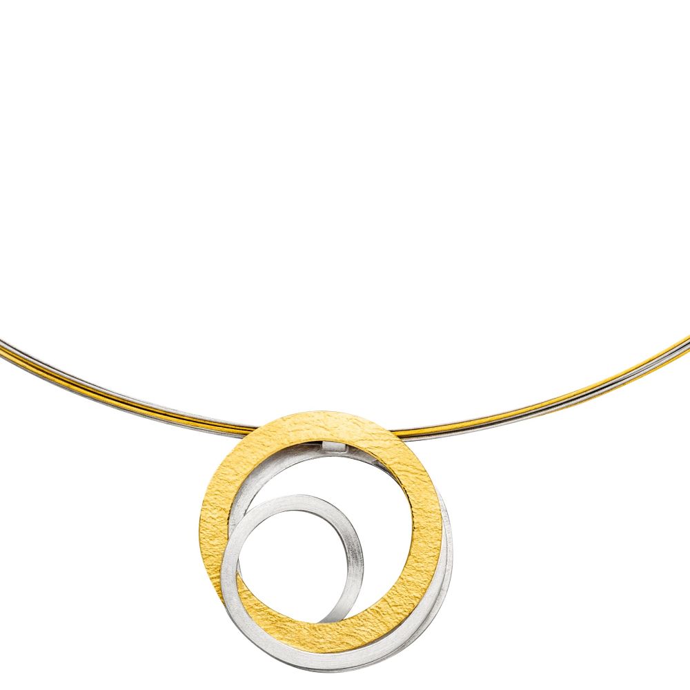 Collier Silber mit Gold (K1380w)