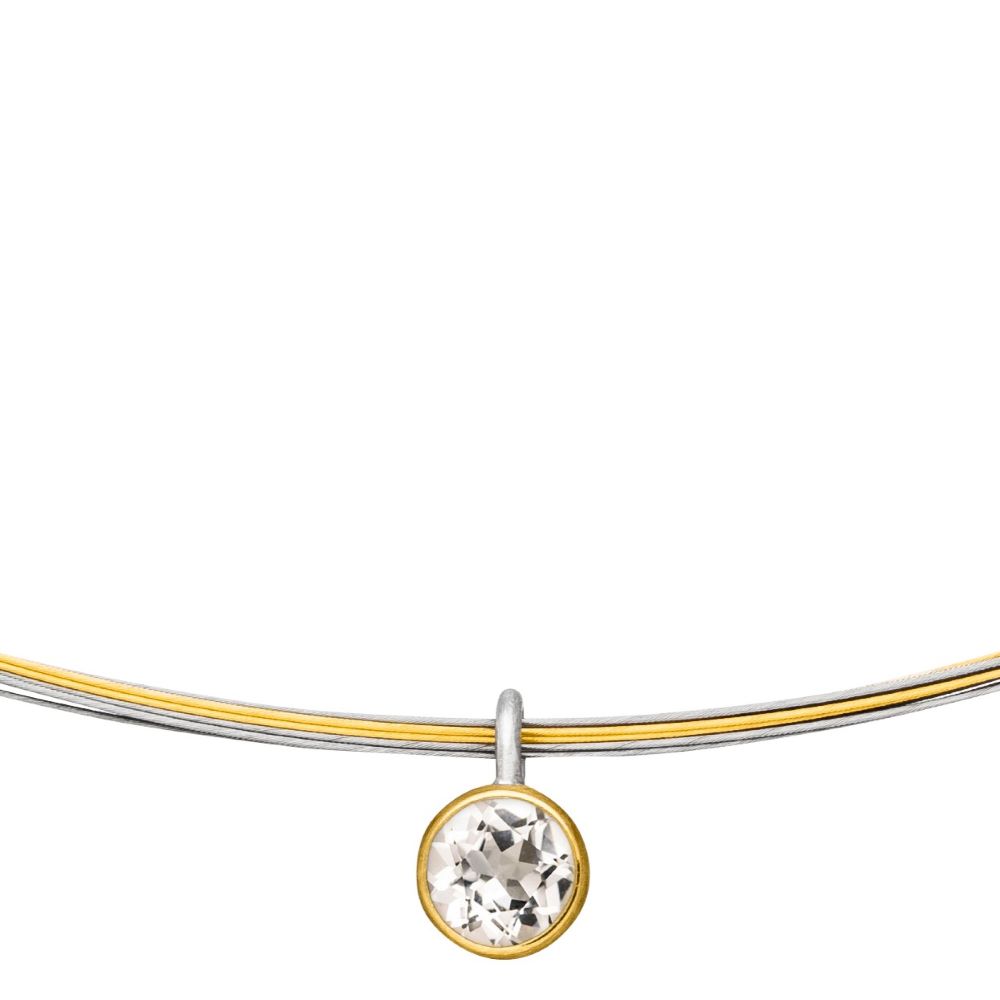 Collier Silber mit Gold und Edelstein weißer Topas (K1397WTow)