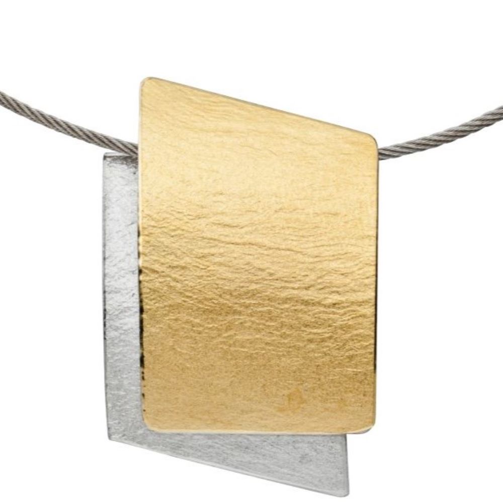 Collier Silber mit Gold (K844w)