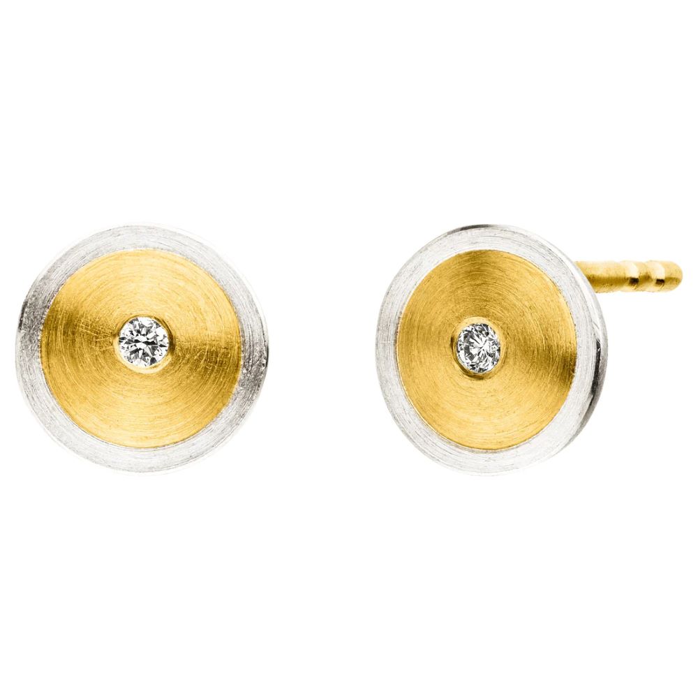 Ohrstecker Silber mit Gold und Brillanten (O1014brw)
