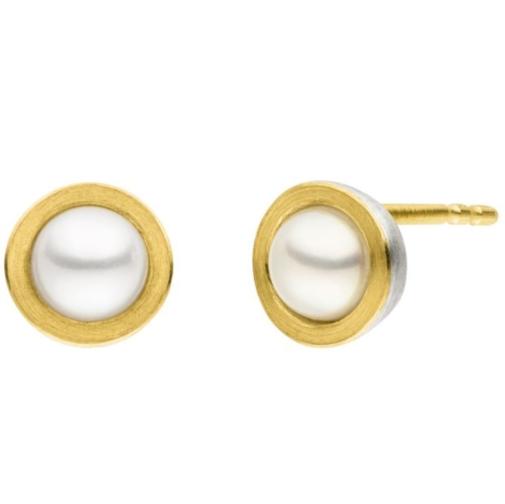 Ohrstecker Silber und Gold mit Zuchtperle (O1045pew)