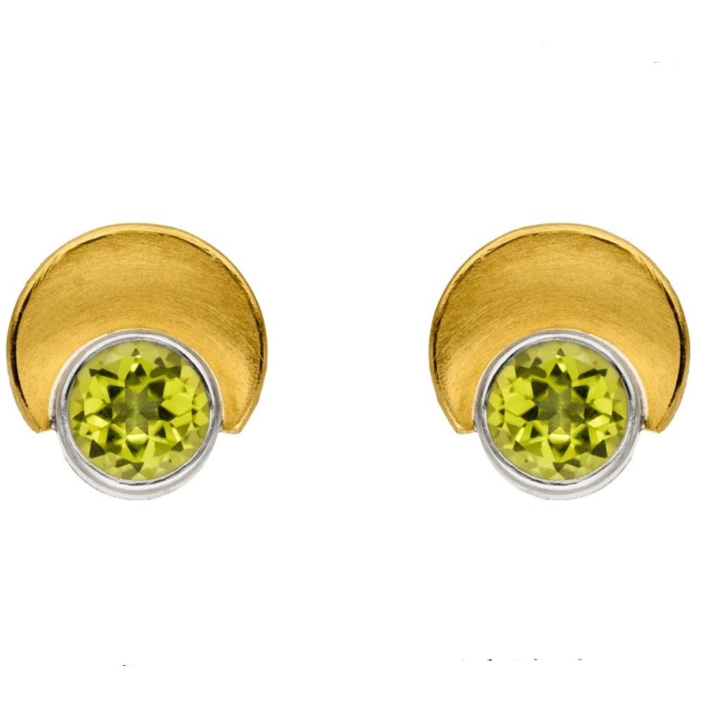 Ohrstecker Silber und Gold mit Farbedelstein Peridot (O894Prw)