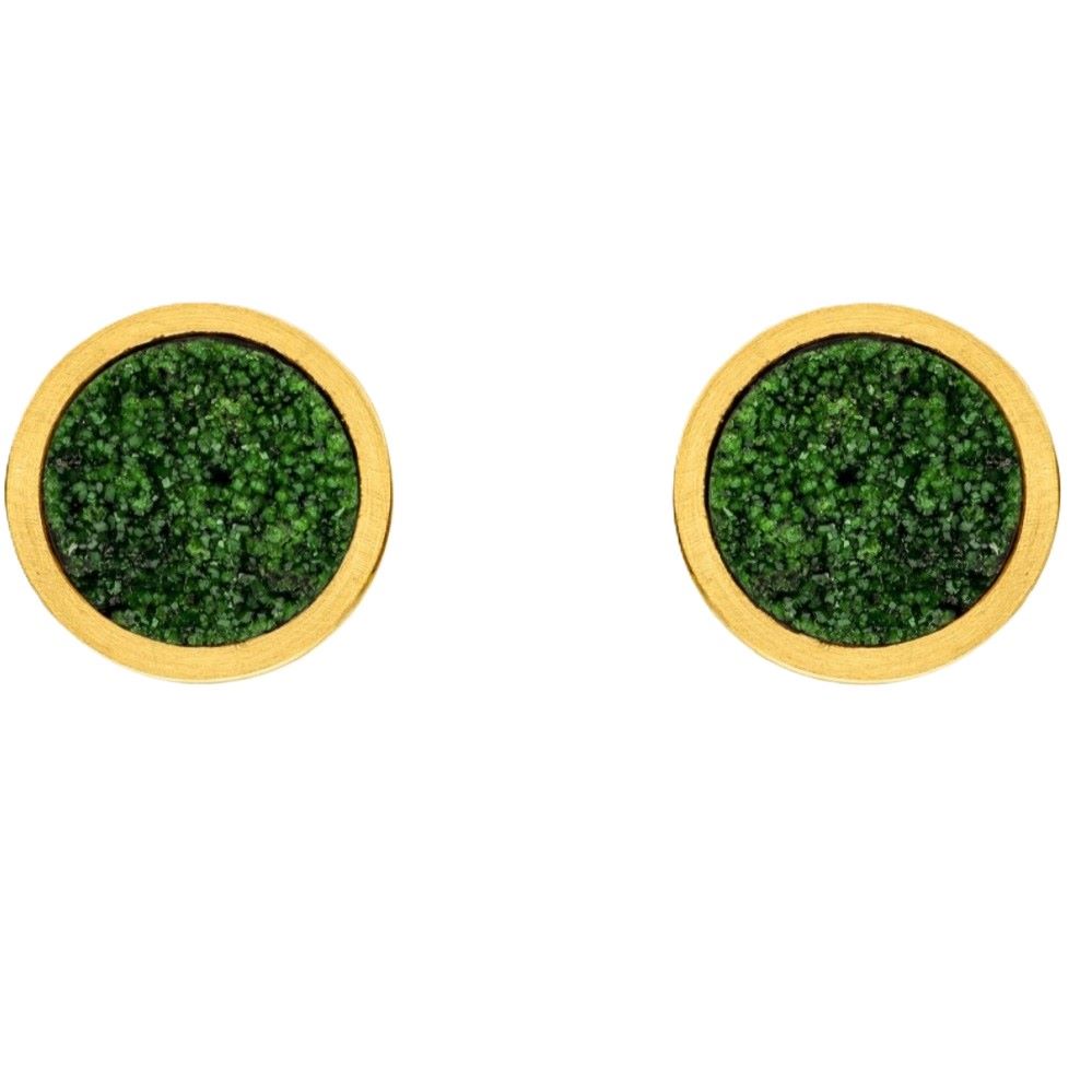 Ohrstecker Silber und Gold mit Edelsteinkristall Uwaworith (O909Uww)