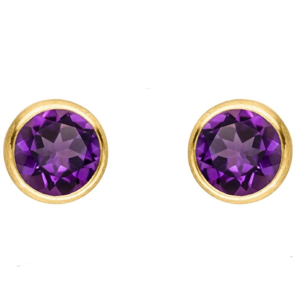 Ohrstecker Silber und Gold mit Farbedelstein Amethyst (O965Amw)