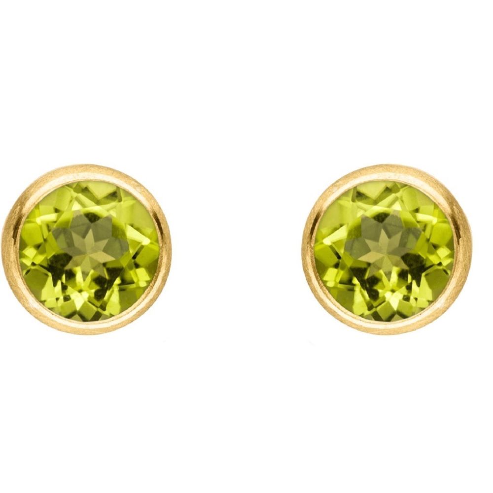 Ohrstecker Silber und Gold mit Farbedelstein Peridot (O965Prw)