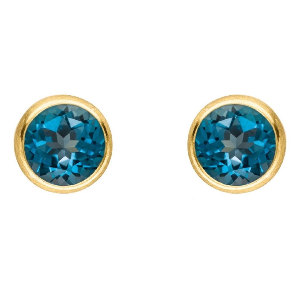 Ohrstecker Silber und Gold mit Farbedelstein Topas London blue (O965TLw)