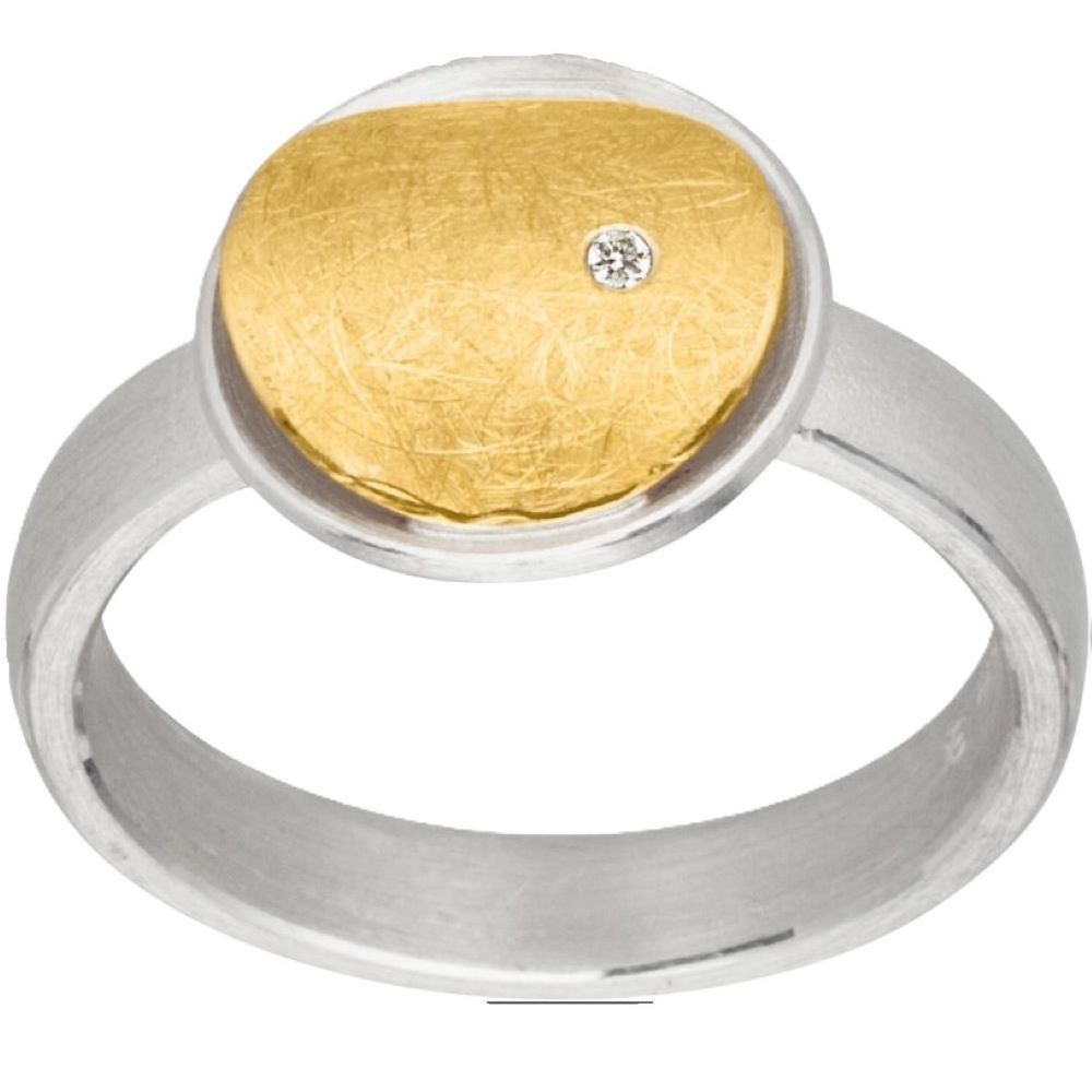 Ring Silber mit Gold und Brillant (R1035brw)