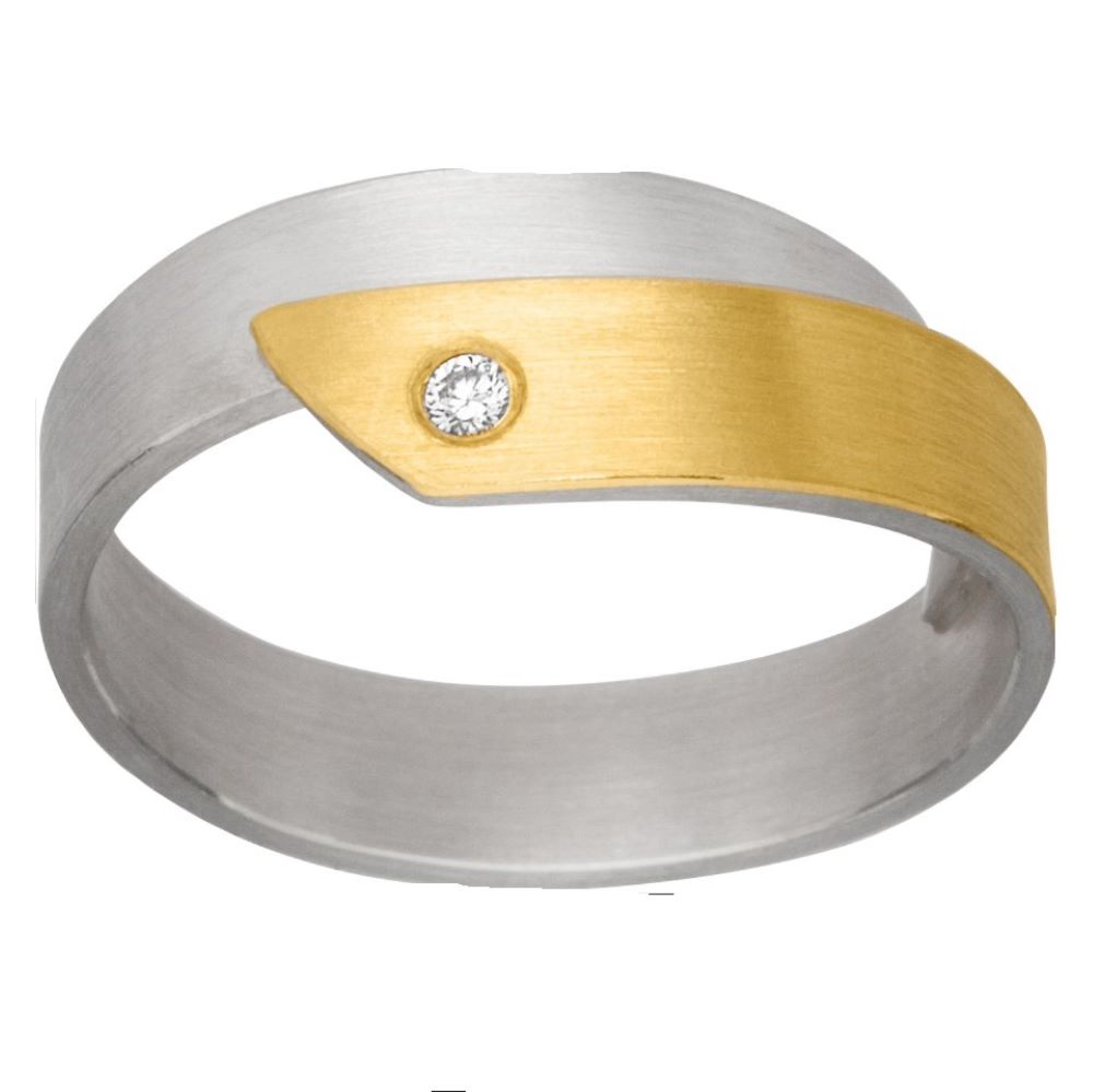 Ring Silber mit Gold und Brillant (R1097brw)