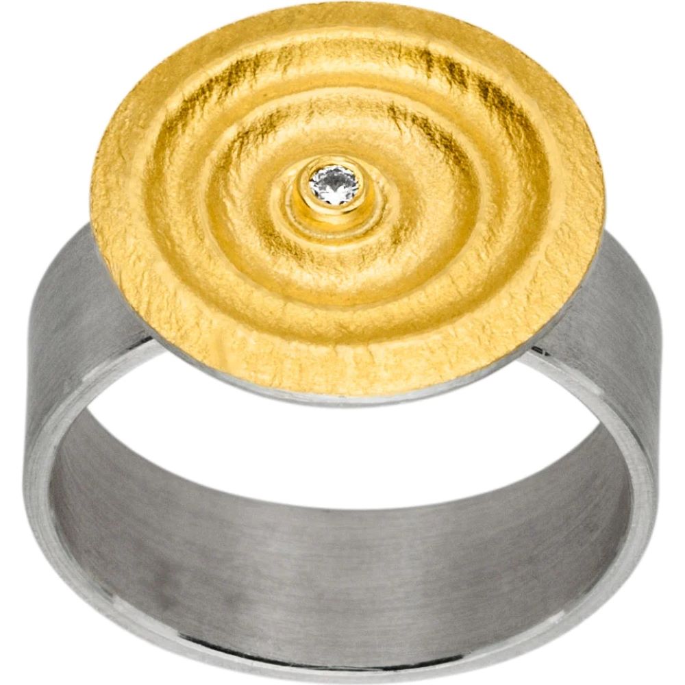 Ring Silber mit Gold und Brillant (R1112brw)