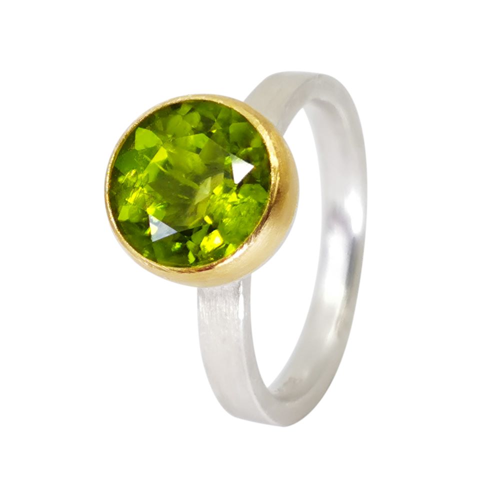 Ring Silber und Gold mit Farbedelstein Peridot (R1301PRw) – Bild 2