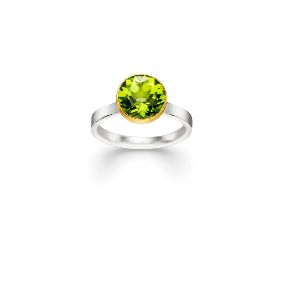 Ring Silber und Gold mit Farbedelstein Peridot (R1301PRw) – Bild 3