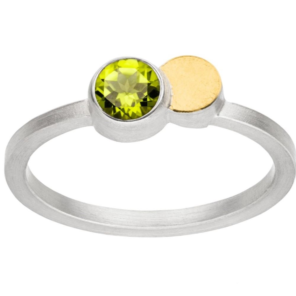 Ring Silber und Gold mit Edelstein Peridot (R1409Prw)