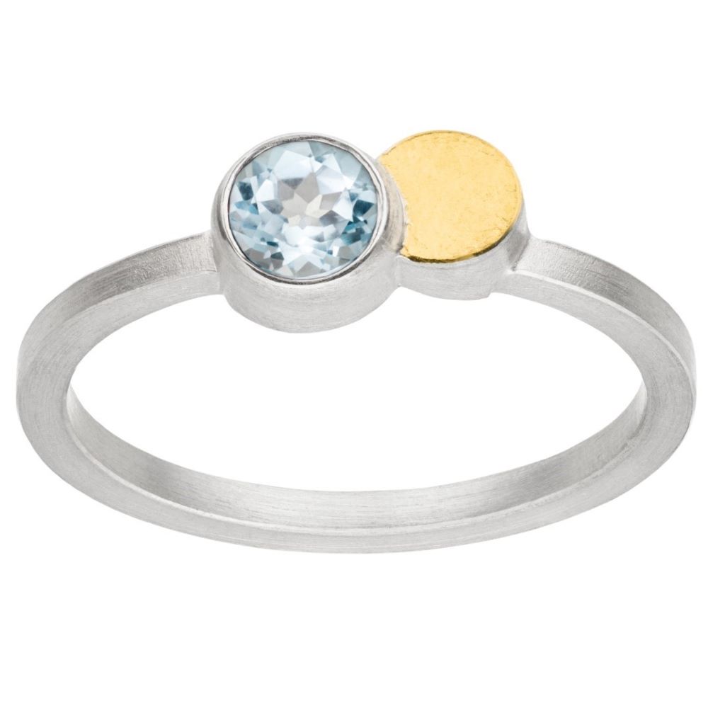 Ring Silber und Gold mit Edelstein Blautopas (R1409Tow)