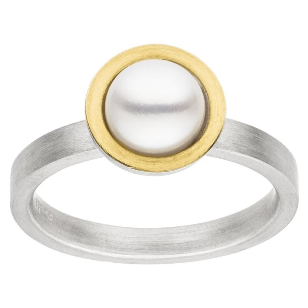 Ring Silber und Gold mit Zuchtperle (R1415pew)