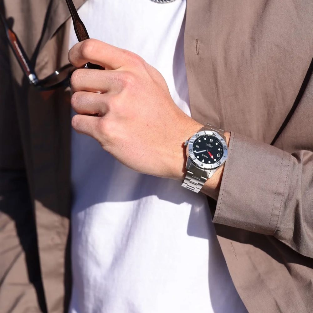 TRIWA Armbanduhr KRONAN SKERRY "Ocean Plastic", schwarzes Zifferblatt, Edelstahlband – Bild 4